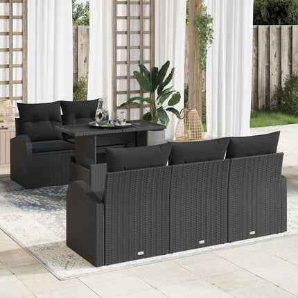 Havesofa Sæt 6 stk. Sort Poly Rattan