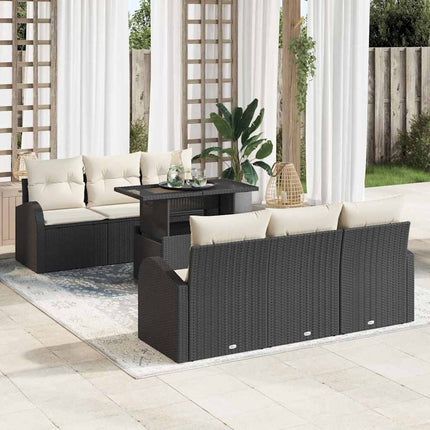 Havesofa Sæt 7 stk. Sort Poly Rattan