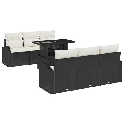 Havesofa Sæt 7 stk. Sort Poly Rattan