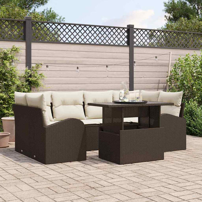 Havesofa Sæt 7 stk. Brun Poly Rattan