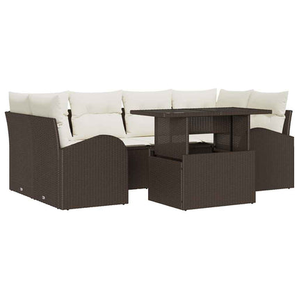 Havesofa Sæt 7 stk. Brun Poly Rattan