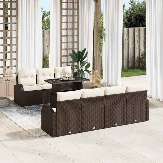 Havesofa Sæt 8 stk. Brun Poly Rattan