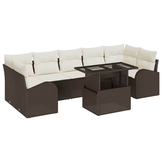 Havesofa Sæt 8 stk. Brun Poly Rattan