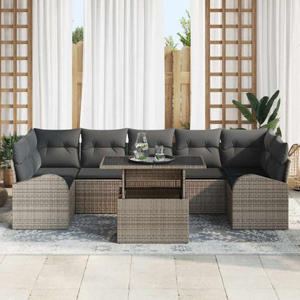 Havesofa Sæt 8 stk. Grå Poly Rattan