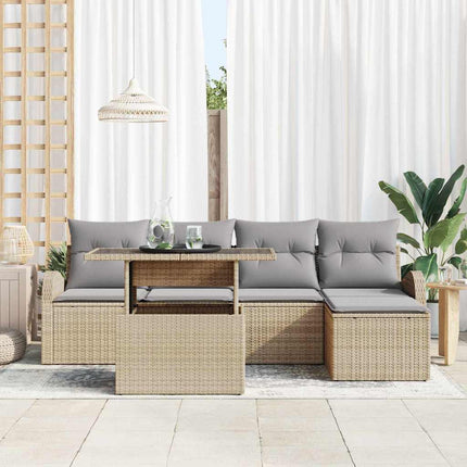 Havesofa Sæt 6 stk. Beige Poly rattan