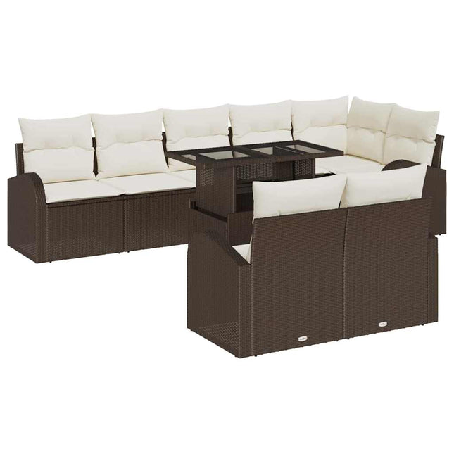 Havesofa Sæt 9 stk. Brun Poly rattan