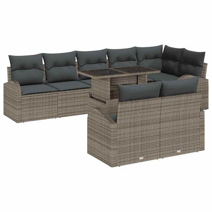 Havesofa Sæt 9 stk. Grå Poly rattan