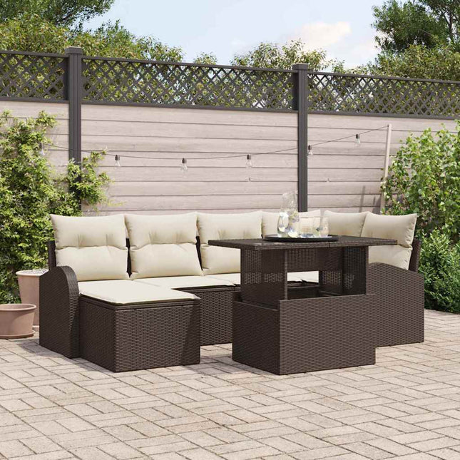 Havesofa Sæt 7 stk. Brun Poly rattan