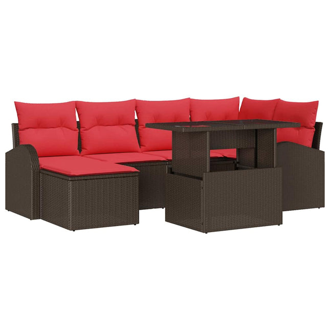 Havesofa Sæt 7 stk. Brun Poly rattan