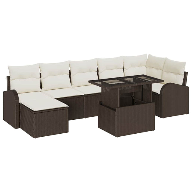 Havesofa Sæt 8 stk. Brun Poly rattan
