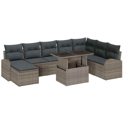 Havesofa Sæt 9 stk. Grå Poly rattan