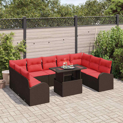 Havesofa Sæt 10 stk. Brun Poly rattan