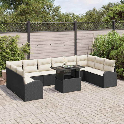 Havesofa Sæt 11 stk. Sort Poly rattan