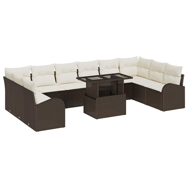 Havesofa Sæt 11 stk. Brun Poly rattan