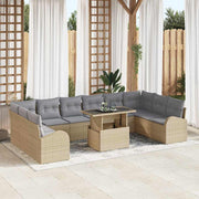 Havesofa Sæt med pude med opbevaring 11 pcs Beige Poly rattan