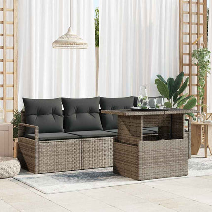 Havesofa Sæt 5 stk. Grå Poly rattan