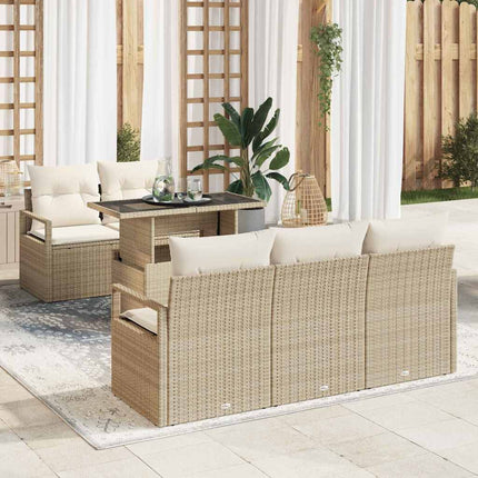 Havesofa Sæt 6 stk. Beige Poly rattan