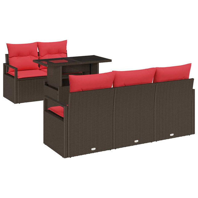 Havesofa Sæt 6 stk. Brun Poly rattan