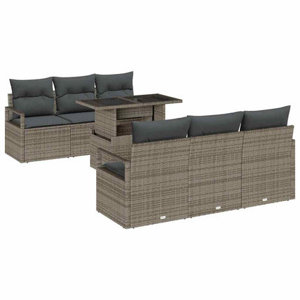 Havesofa Sæt 7 stk. Grå Poly rattan