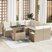 Havesofa Sæt med pude med opbevaring 9 pcs Beige Poly rattan