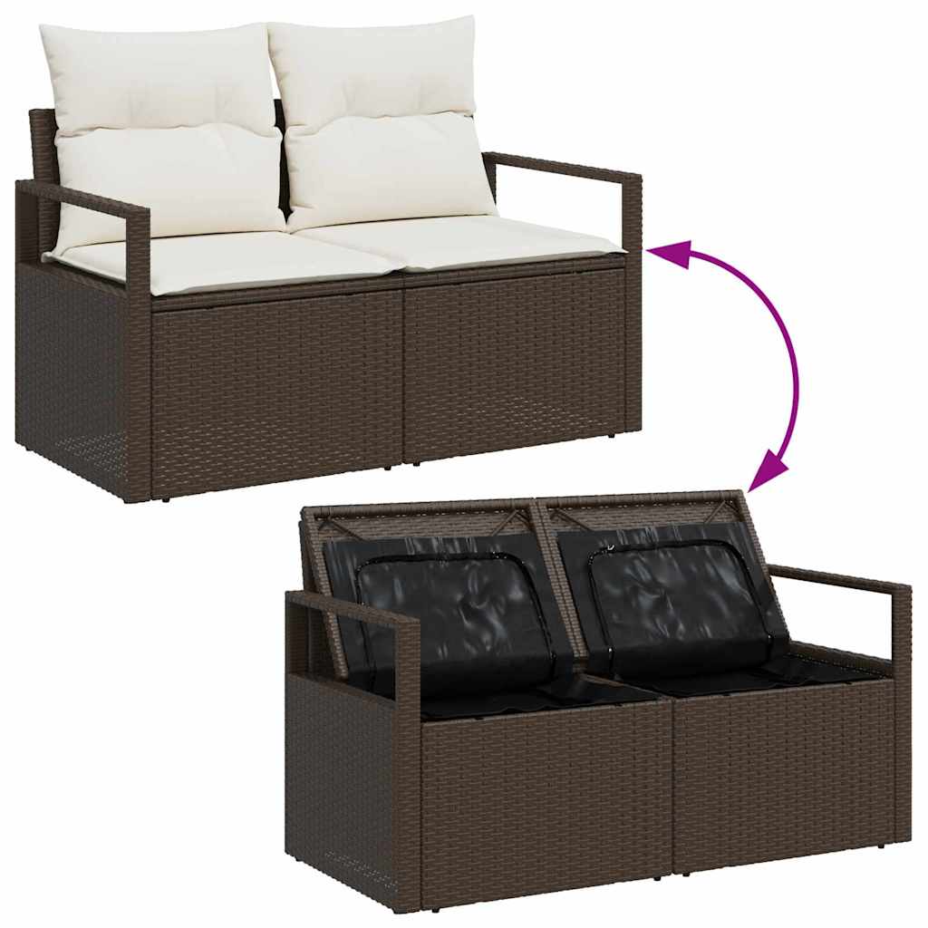 Havesofa Sæt med opbevaring 6 pcs Brun Poly rattan
