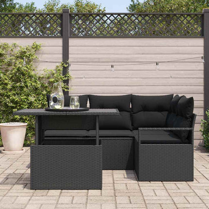 Havesofa Sæt 5 stk. Sort Poly rattan