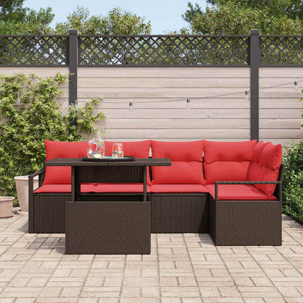 Havesofa Sæt 6 stk. Brun Poly rattan