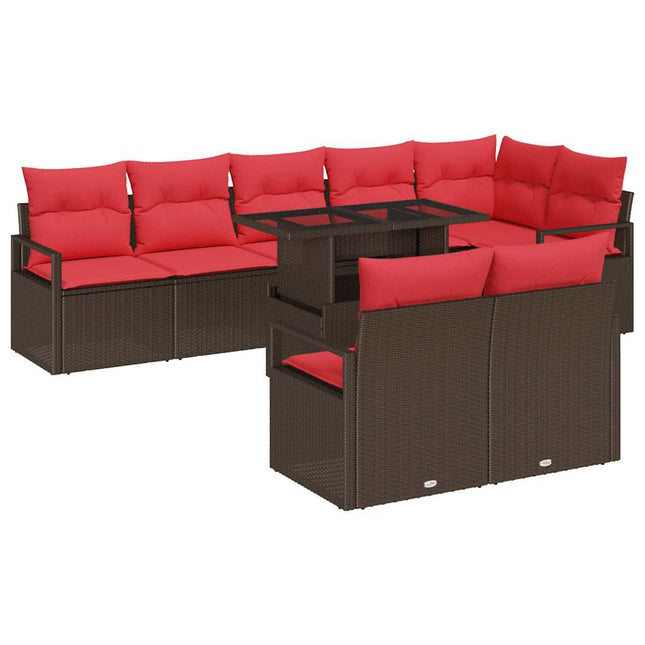 Havesofa Sæt 9 stk. Brun Poly rattan