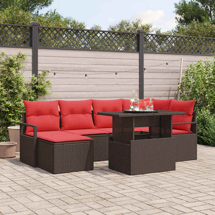 Havesofa Sæt 7 stk. Brun Poly rattan