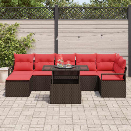 Havesofa Sæt med opbevaring 8 pcs Brun Poly rattan