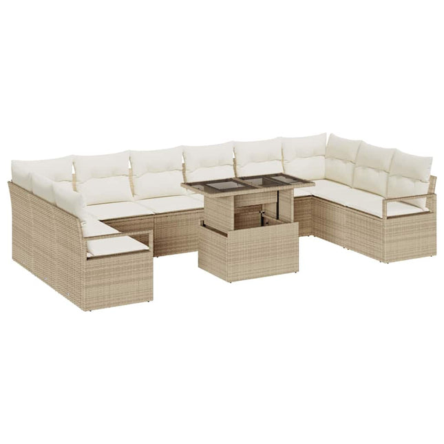 Havesofa Sæt 11 stk. Beige polyrattan