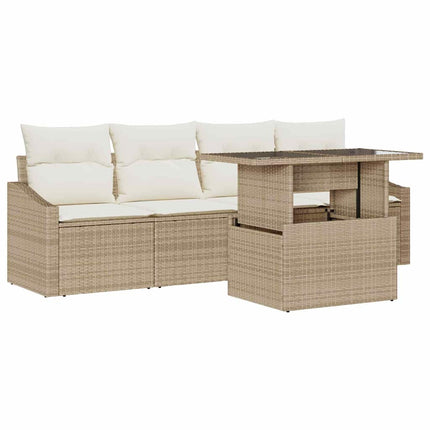 Havesofa Sæt 5 stk. Beige polyrattan