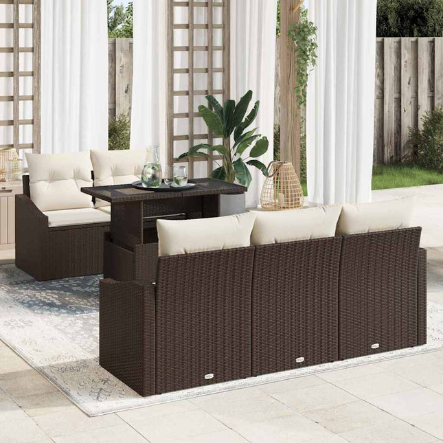Havesofa Sæt 6 stk. Brun polyrattan