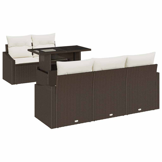 Havesofa Sæt 6 stk. Brun polyrattan