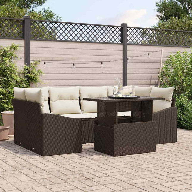 Havesofa Sæt 7 stk. Brun polyrattan