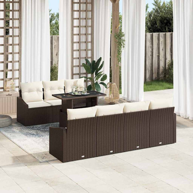 Havesofa Sæt 8 stk. Brun polyrattan