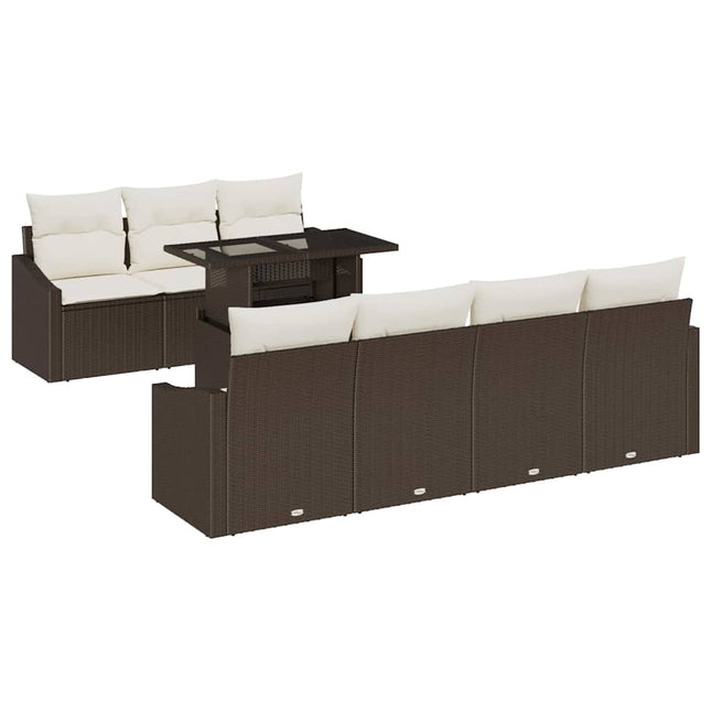 Havesofa Sæt 8 stk. Brun polyrattan