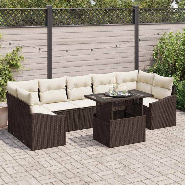 Havesofa Sæt 8 stk. Brun polyrattan