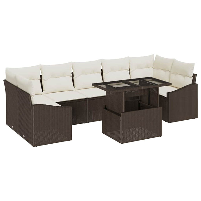 Havesofa Sæt 8 stk. Brun polyrattan