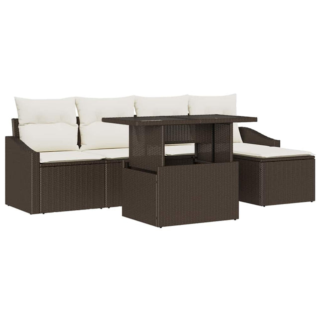 Havesofa Sæt 6 stk. Brun og Creme polyrattan