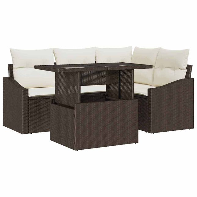 Havesofa Sæt 5 stk. Brun og Creme
