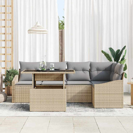 Havesofa Sæt 6 stk. Beige og lys grå