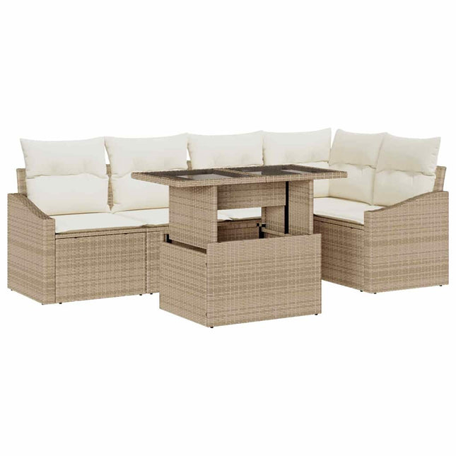 Havesofa Sæt med pude med opbevaring 6 pcs Beige og creme