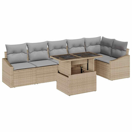 Havesofa Sæt 7 stk. Beige og lys grå