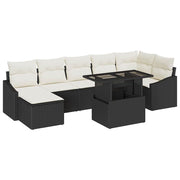 Havesofa Sæt med pude med opbevaring 8 pcs Sort og Cream