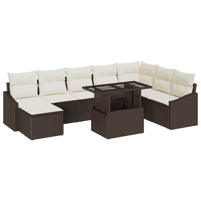 Havesofa Sæt 9 stk. Brun og Creme