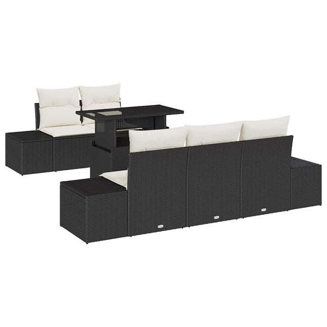 Havesofa Sæt med pude med opbevaring 6 pcs Sort og Cream
