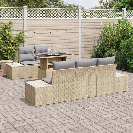 Havesofa Sæt 6 stk. Beige og lys grå