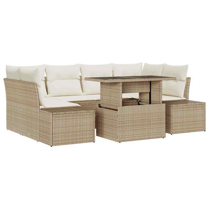 Havesofa Sæt 7 stk. Beige og creme