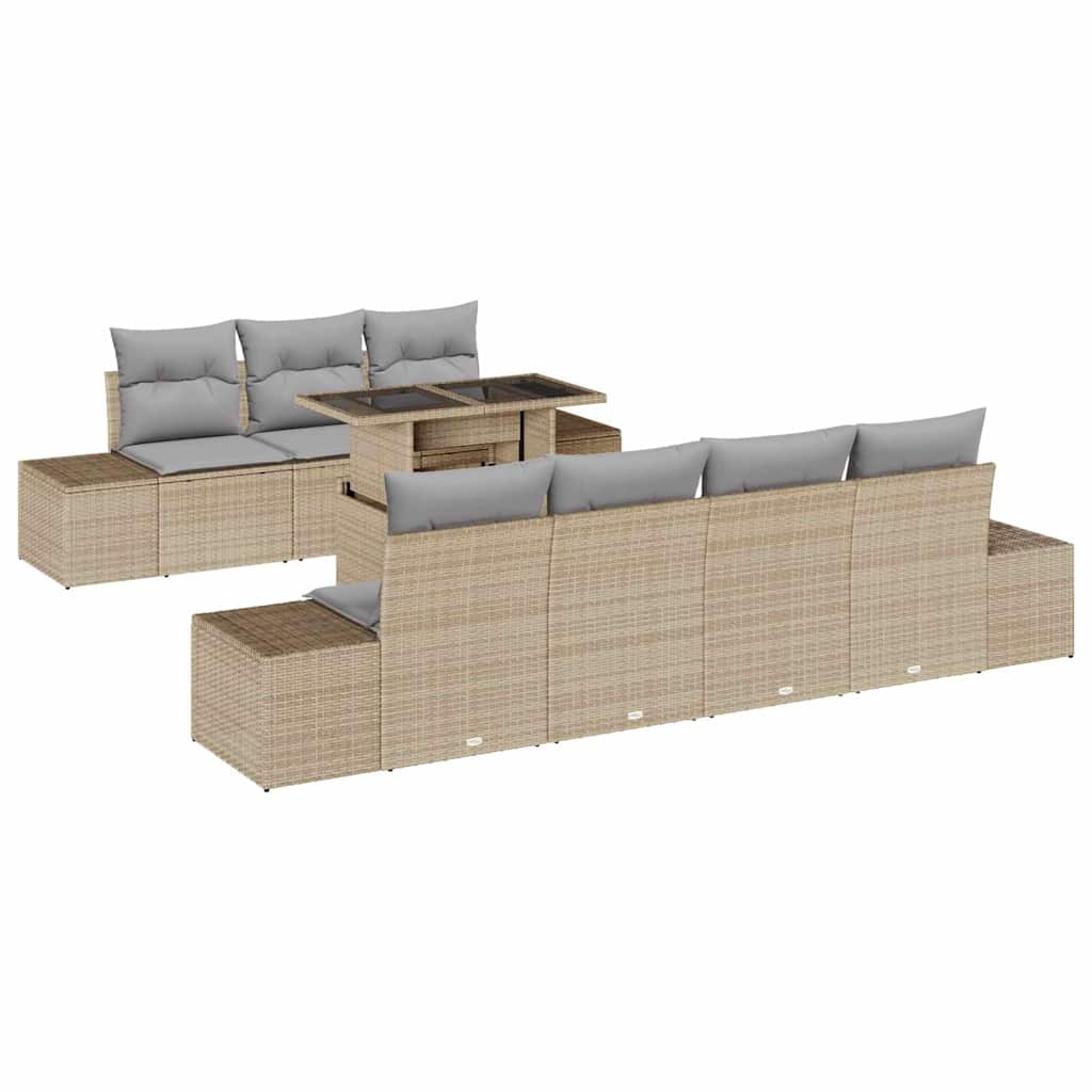 Havesofa Sæt med pude 8 pcs Beige og lys grå